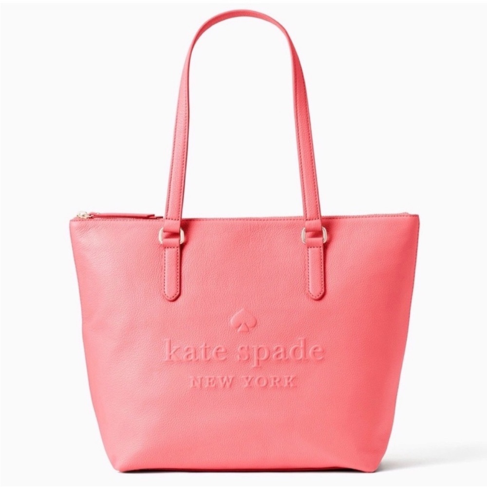 kate spade coral pink leather tote